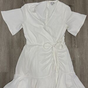 She + Sky White Midi Wrap Dress